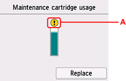 Maintenance cartridge usage screen
